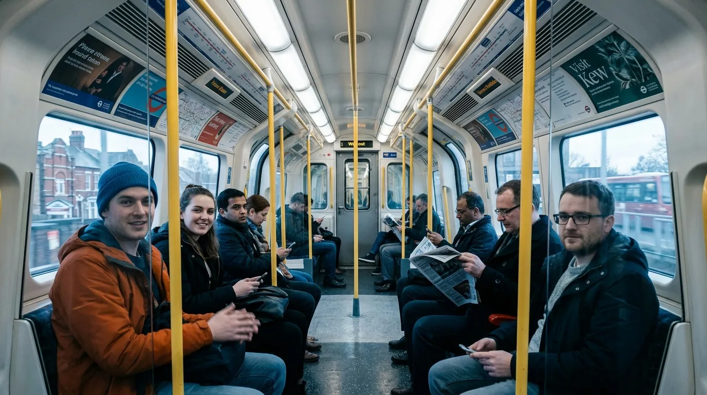 Groupe de personnes assises dans un wagon de métro moderne