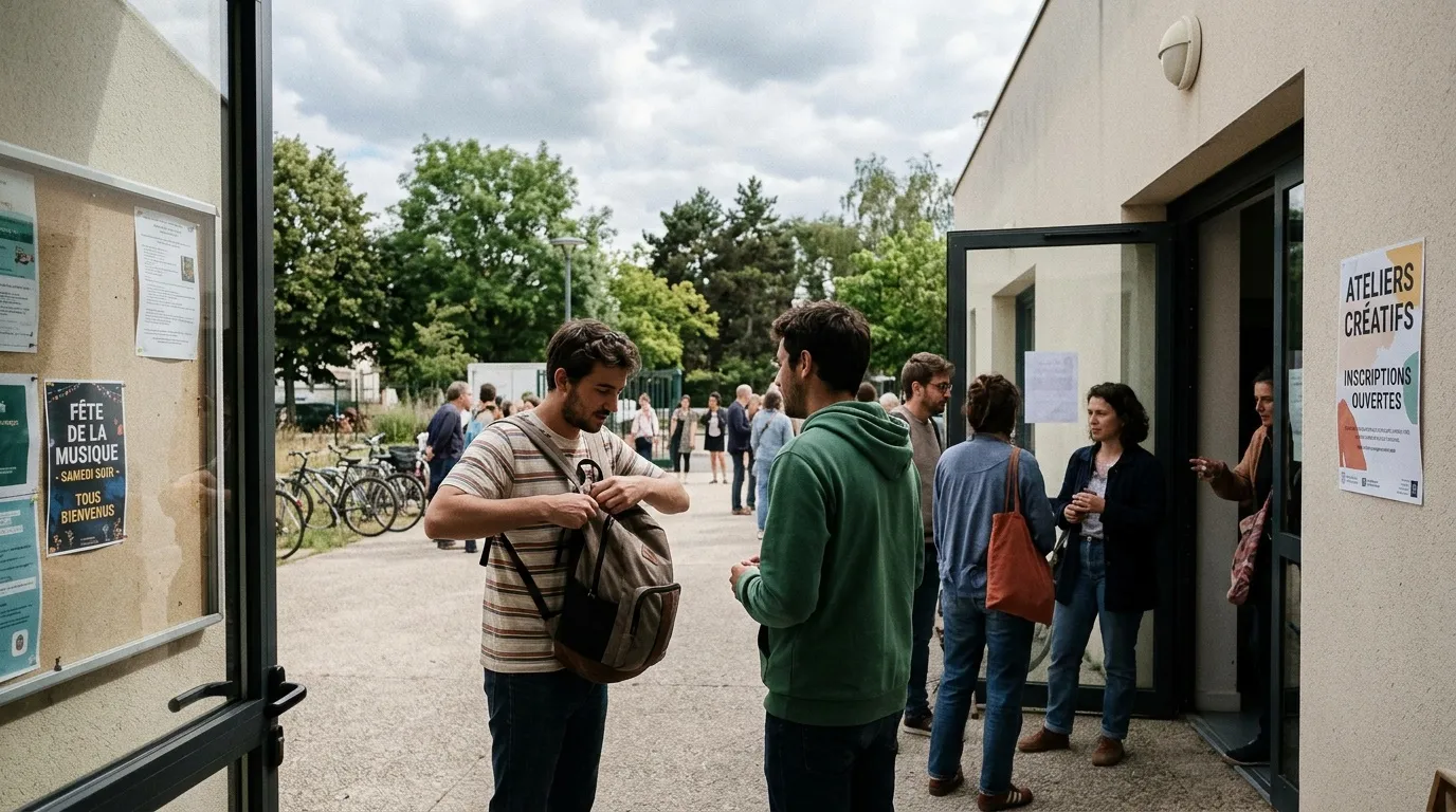 Groupe de personnes visitant des ateliers créatifs lors d'un événement