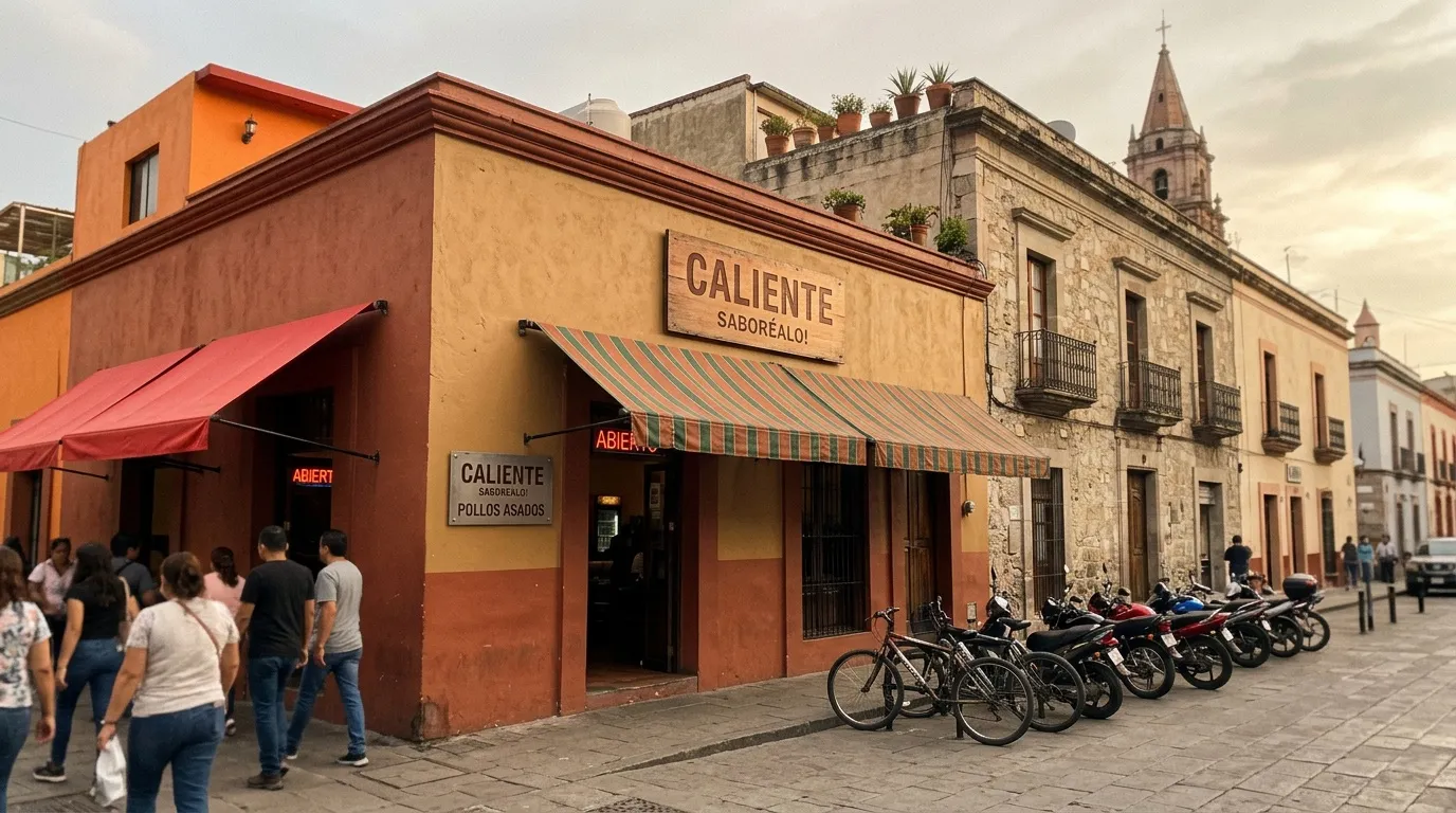 Fa&ccedil;ade color&eacute;e d'un restaurant mexicain traditionnel en pierre
