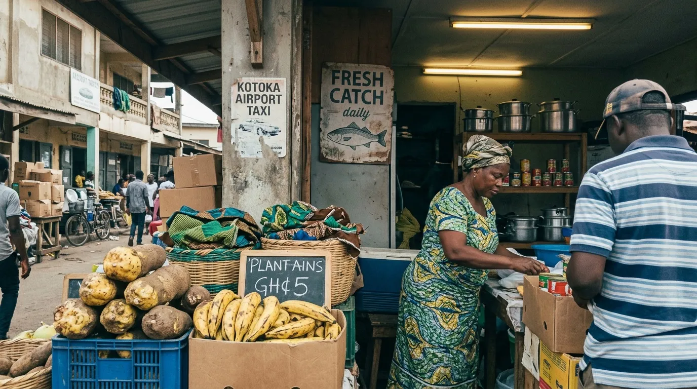 Vendeur de fruits et légumes frais au marché couvert africain