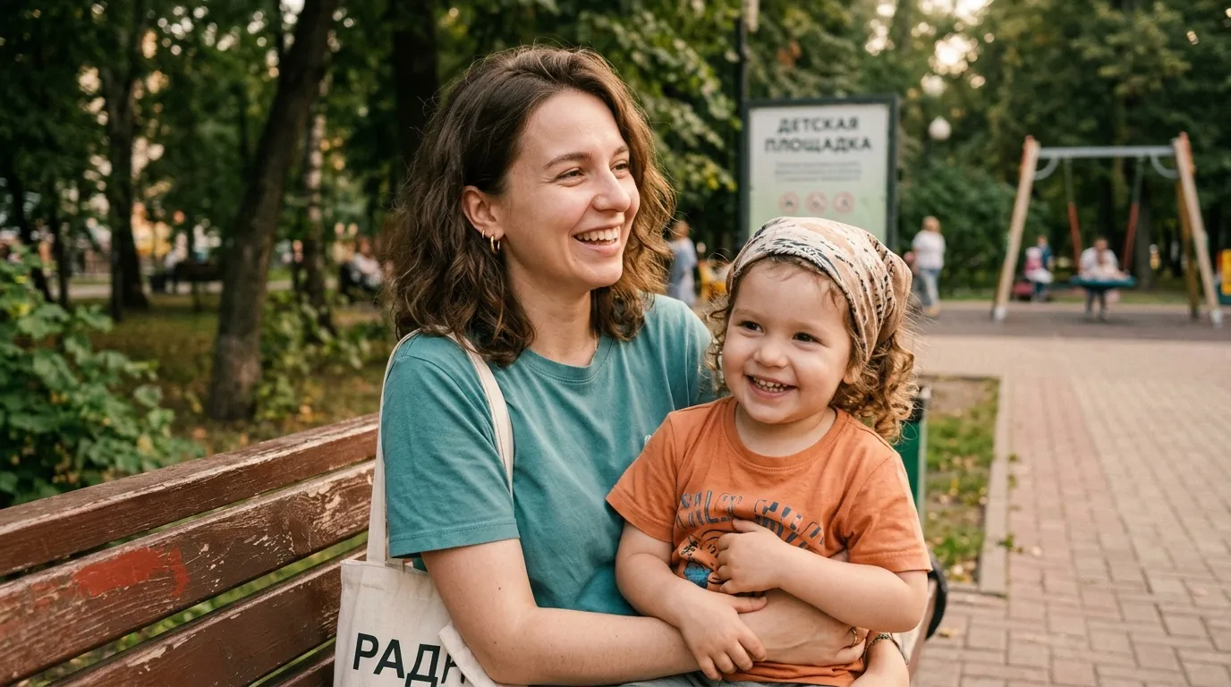 Femme et petite fille souriantes assises sur un banc parc