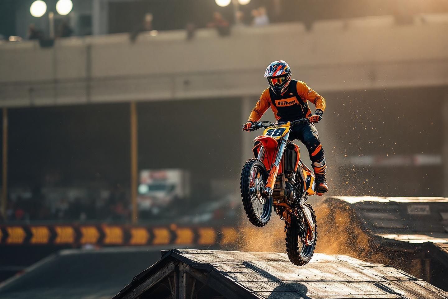 Show freestyle motocross spectaculaire - Événement extême avec sauts et démonstrations FMX